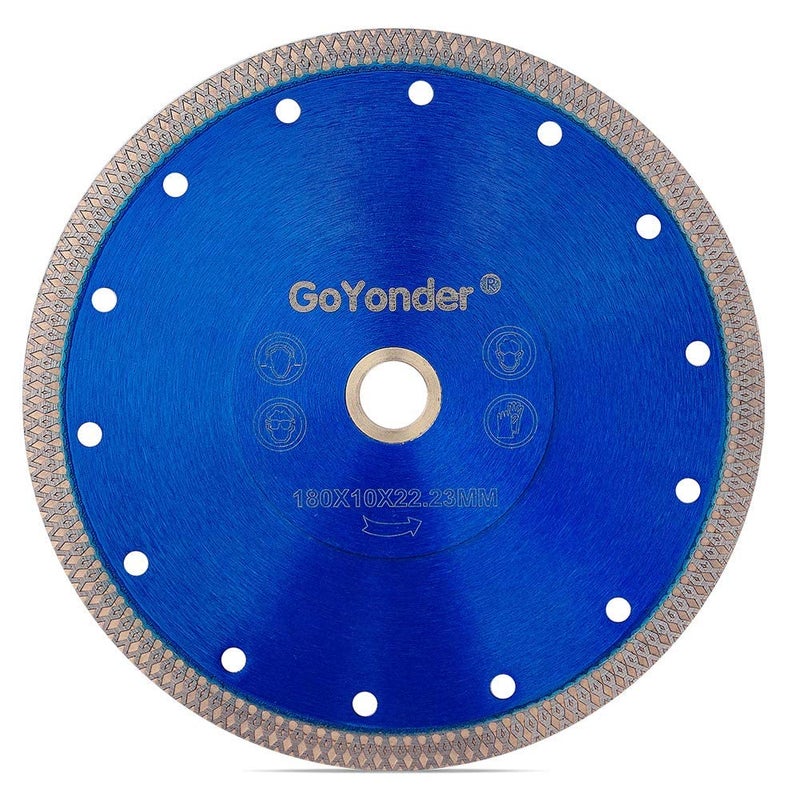 GoYonder Diamond Blade 7 inch Super Thin Diamond Saw Blade, Tile Blades 7" for Cutting Porcelain Tiles, Granite Marble Ceramics (7"-Blue) - Image 1